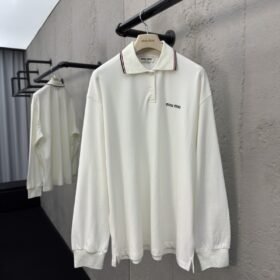 Miu Miu Collared Striped Polo Shirt