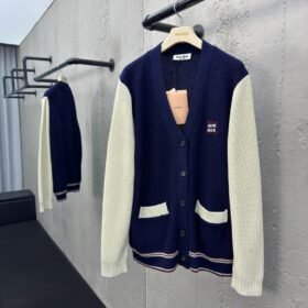 Miu Miu Wool Blend Patchwork Knitted Cardigan