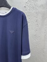 Prada Round Neck Micro Logo Straight Short Sleeve T-Shirt 1 - 图片 5