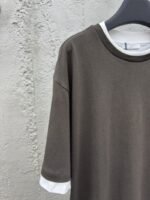 Prada Round Neck Micro Logo Straight Short Sleeve T-Shirt 2 - 图片 4