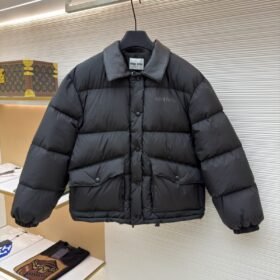 Miu Miu Printed Leather Collar Down Jacket