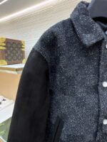 LV Genuine Leather Beaded Flocked Checkered Baseball Jacket - 图片 4