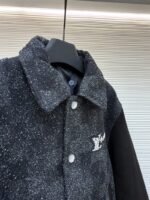 LV Genuine Leather Beaded Flocked Checkered Baseball Jacket - 图片 8