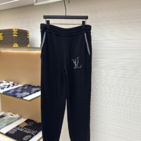 LV Letter Print Elastic Waist Knit Sweatpants