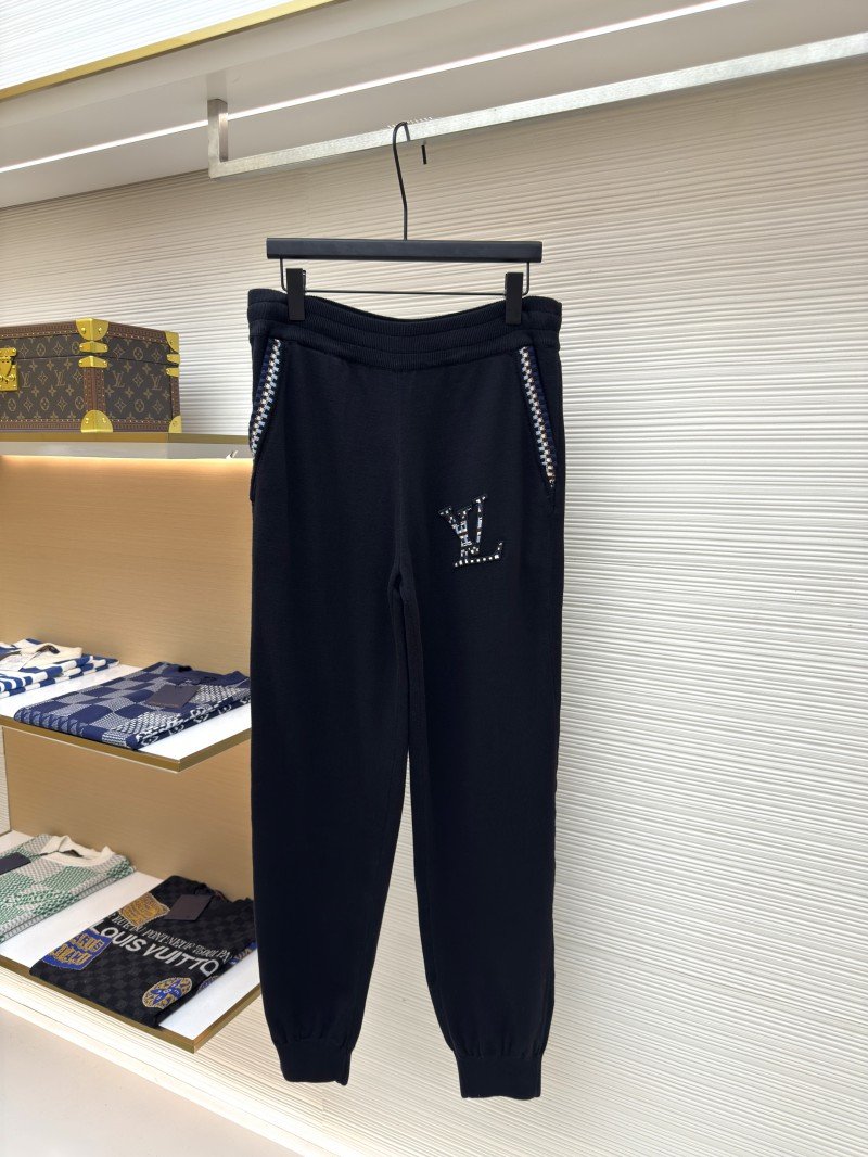 wsxc1760062339700_0.jpg LV Letter Print Elastic Waist Knit Sweatpants - 图片 1