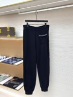 LV Letter Print Elastic Waist Knit Sweatpants - 图片 2