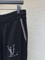 LV Letter Print Elastic Waist Knit Sweatpants - 图片 5