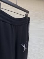 LV Letter Print Elastic Waist Knit Sweatpants - 图片 8