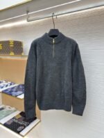 LV Jacquard Half-Zip High-Neck Long-Sleeve Sweater