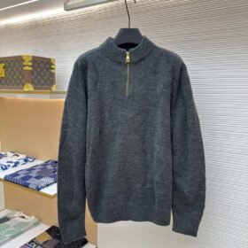 LV Jacquard Half-Zip High-Neck Long-Sleeve Sweater