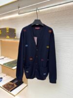 Gucci V-neck single-button long-sleeve wool sweater