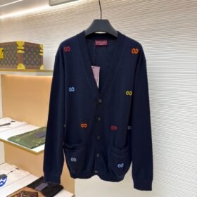 Gucci V-neck single-button long-sleeve wool sweater