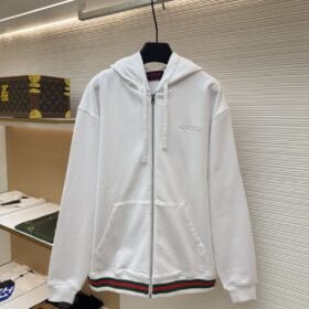 Gucci Drop-Shoulder Long-Sleeve Zipper Hooded Sweatshirt