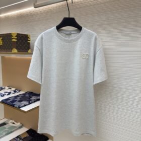 Dior Cd Letter Embroidered Crew Neck Short Sleeve 2