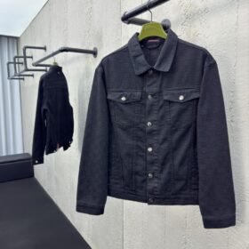 Gucci Jacquard Point Collar Single-Button Long-Sleeve Denim Jacket