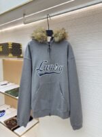 Balenciaga Luxury Faux Fur Collar Zipper Hoodie