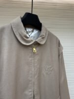 LV Letter Print Lapel Zipper Long-Sleeve Pilot Jacket - 图片 8