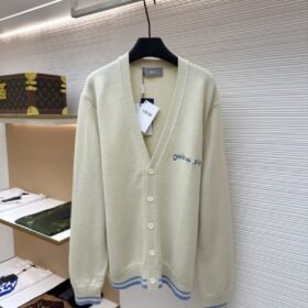 Dior Letter Embroidered Cardigan Sweater