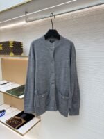 Chanel Solid Color Crew Neck Single-Button Long-Sleeve Knit Sweater 2
