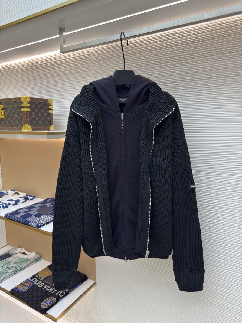 wsxc1760317055586_0.jpg Balenciaga Solid Color Zipper Long-Sleeve Knit Sweater - 图片 1