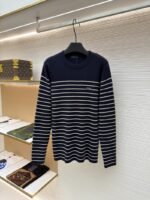 Prada Striped Embroidered Button-Side Sweater