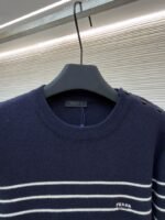 Prada Striped Embroidered Button-Side Sweater - 图片 3