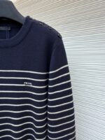 Prada Striped Embroidered Button-Side Sweater - 图片 5