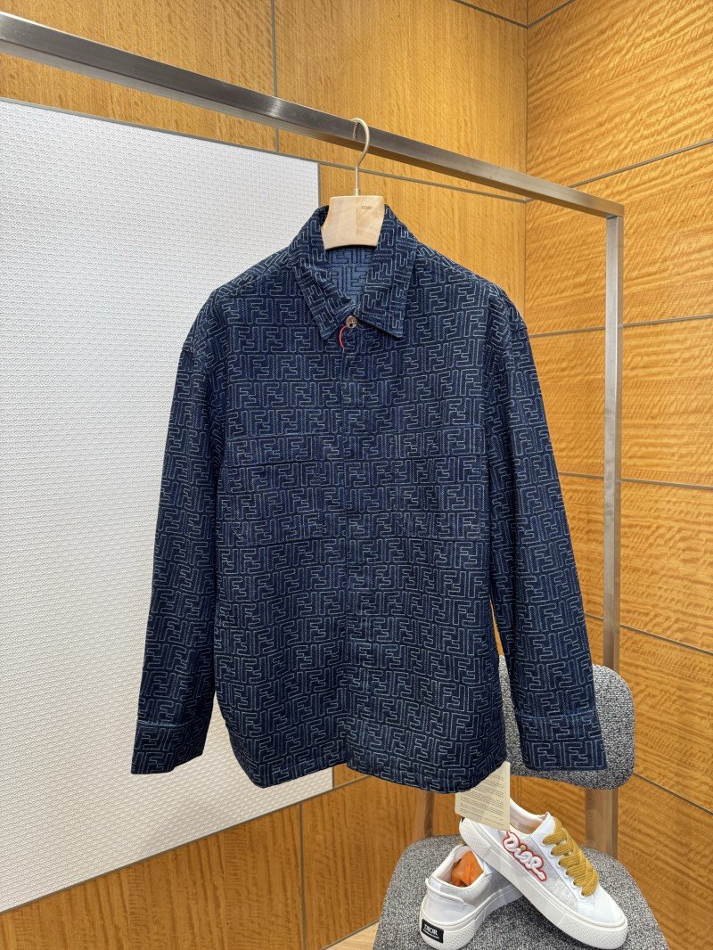 wsxc1762825073611_0.jpg Fendi Blue FF Jacquard Denim Jacket - 图片 1