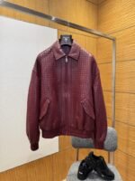 Bottega Veneta Woven Leather Jacket Coat
