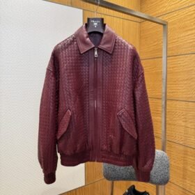 Bottega Veneta Woven Leather Jacket Coat