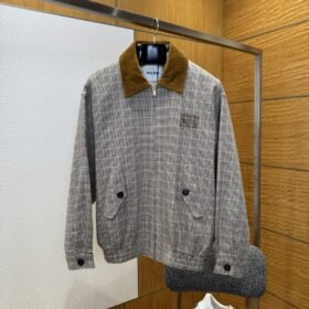 Miu Miu Checkered Patchwork Embroidered Jacket Coat