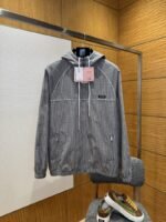 Miu Miu Woven Plaid Hooded Long-Sleeve Jacket