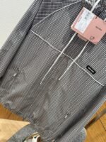 Miu Miu Woven Plaid Hooded Long-Sleeve Jacket - 图片 4