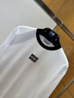 Miu Miu Color-Block Patchwork Embroidered Long-Sleeve T-Shirt - 图片 3