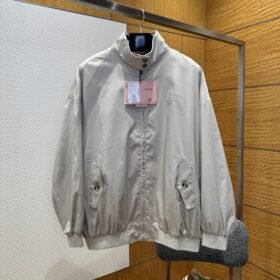 Miu Miu Stand Collar Embroidered Long Sleeve Jacket Coat