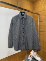 Balenciaga Letter Print Checkered Collar Shirt