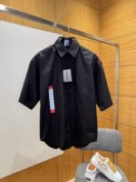 Balenciaga Label Print Short-Sleeve Shirt
