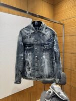 Balenciaga Graffiti-Printed Hand-Painted Washed Denim Jacket