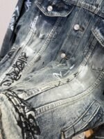 Balenciaga Graffiti-Printed Hand-Painted Washed Denim Jacket - 图片 5