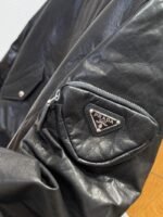 Prada Genuine Leather Zipper Triangle Label Jacket Coat - 图片 6