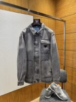 Prada Solid Color Single-Breasted Casual Denim Jacket