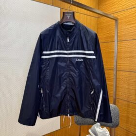 Prada Color-Blocked Printed Long-Sleeve Jacket