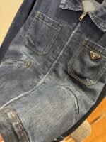 Prada Washed Zipper Long-Sleeve Denim Jacket Coat - 图片 5