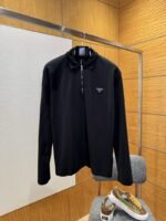 Prada Triangular Logo Long-Sleeve Polo Shirt