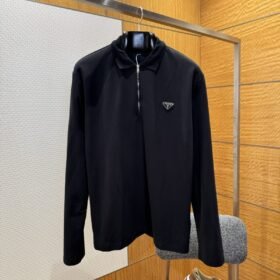 Prada Triangular Logo Long-Sleeve Polo Shirt