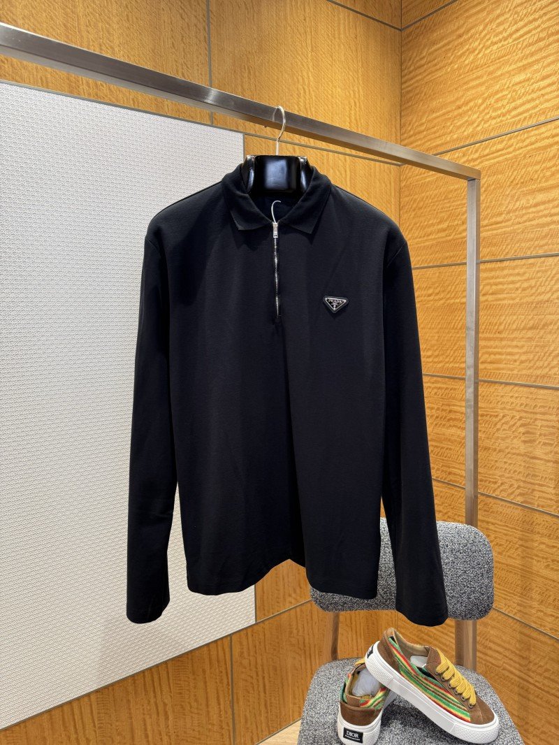 wsxc1764901588024_0.jpg Prada Triangular Logo Long-Sleeve Polo Shirt - 图片 1