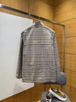 Dior Checkered Stand Collar Embroidered Long-Sleeve Jacket Coat - 图片 2