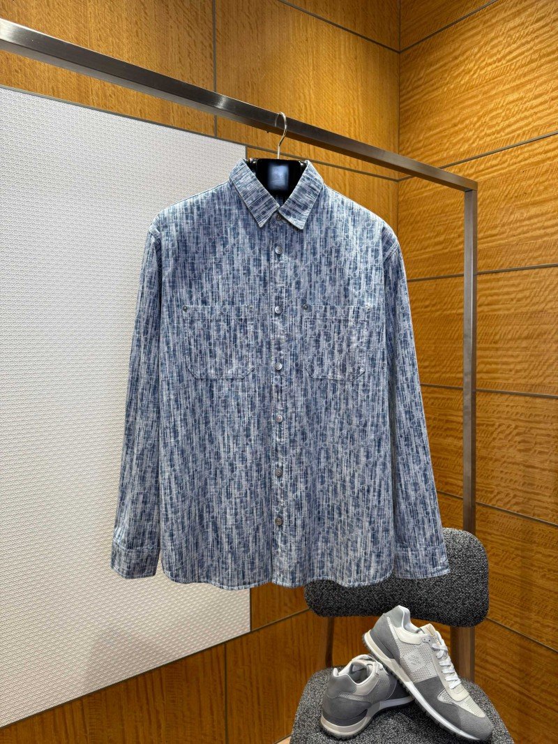 wsxc1764989069950_0.jpg Dior All-Over Print Denim Lapel Collar Shirt - 图片 1
