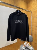 Dior Micro Logo Print Crew Neck Long Sleeve Sweatshirt