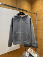 Gucci Solid Color Letter Embroidered Hooded Sweatshirt